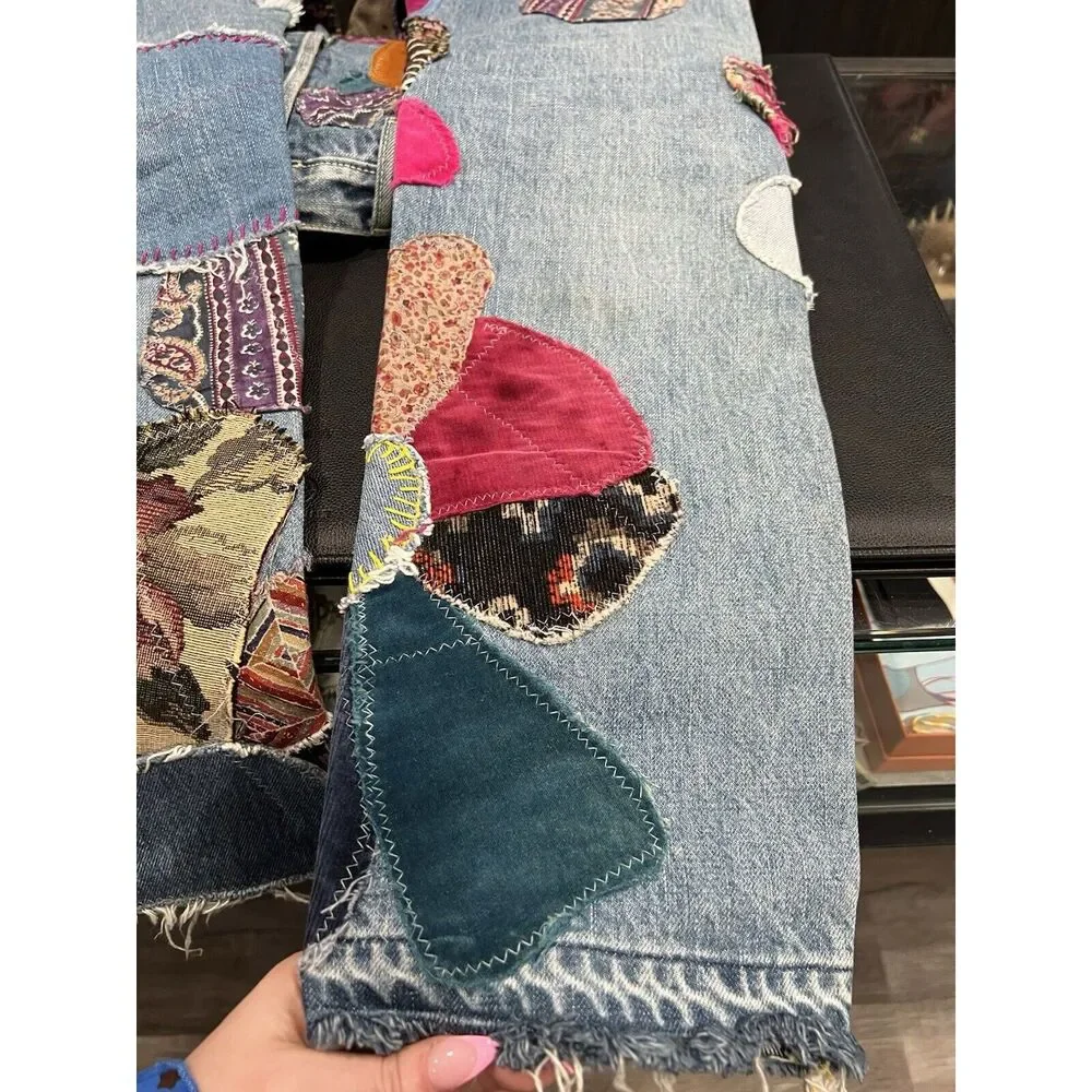 KAPITAL Straight Leg Crazy Patchwork Jeans Size 30 AUTHENTIC - Picture 3 of 15